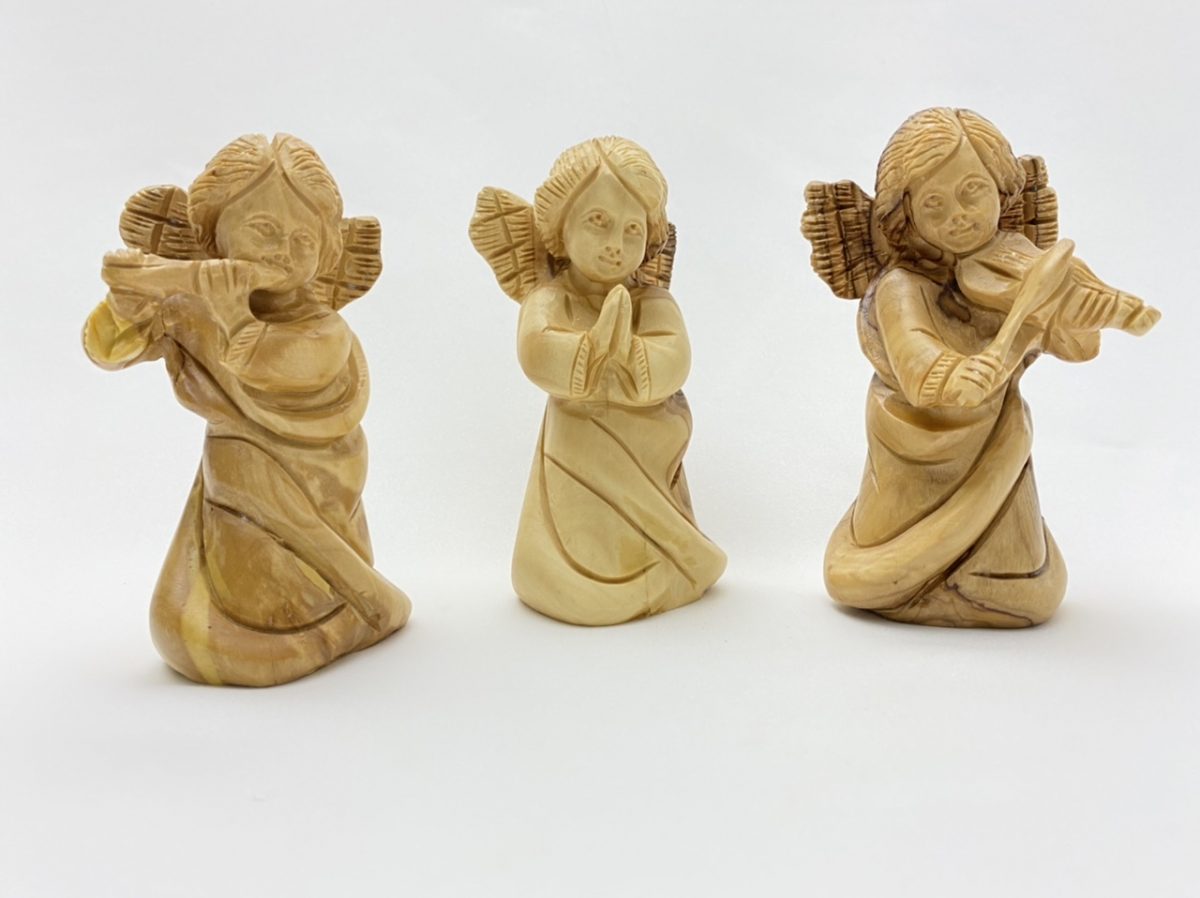 Angel Playing Violin Bethlehem Wood Carving