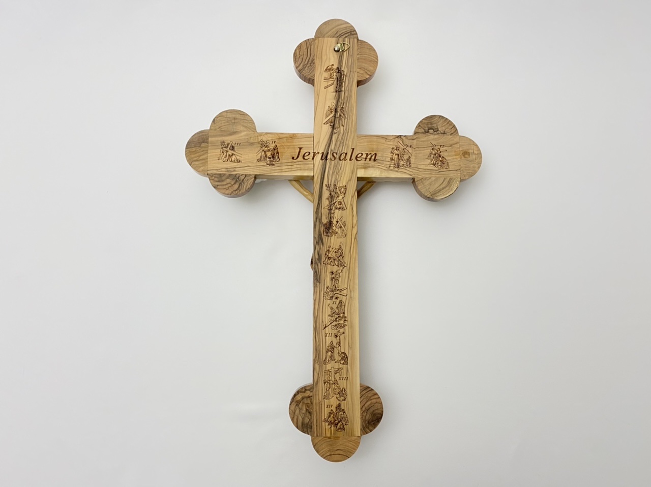 Large Crucifixion of Christ Cross Wall Décor - Bethlehem Wood Carving