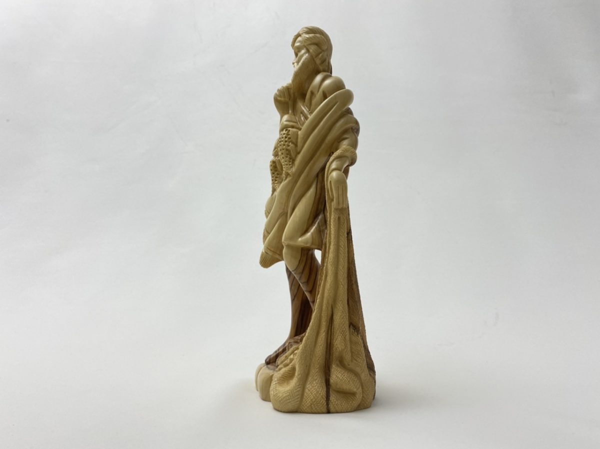 Saint Peter The Fisherman Statue Bethlehem Wood Carving
