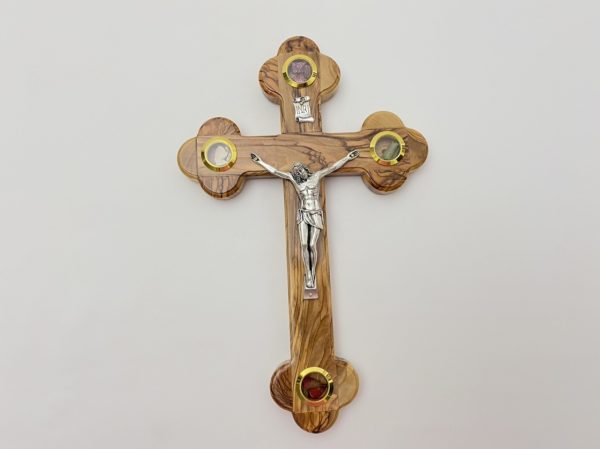 Olive Wood Cross With Relic