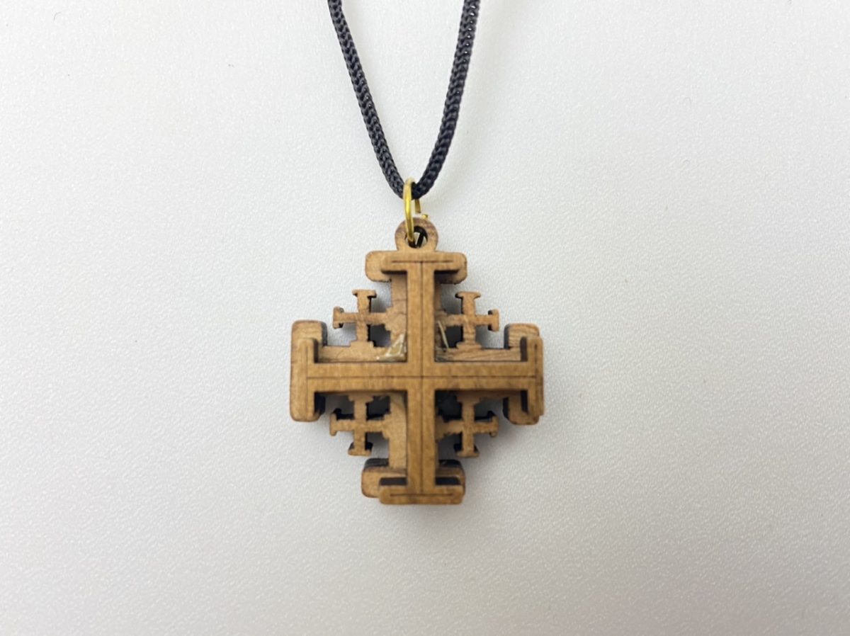 Jerusalem Cross Necklace Bethlehem Wood Carving