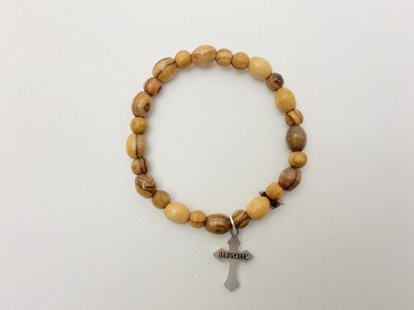 Olive Wood Bracelet with Cross