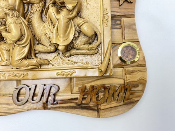 3D Nativity Wall Plaque made from Olive wood and Ceramic