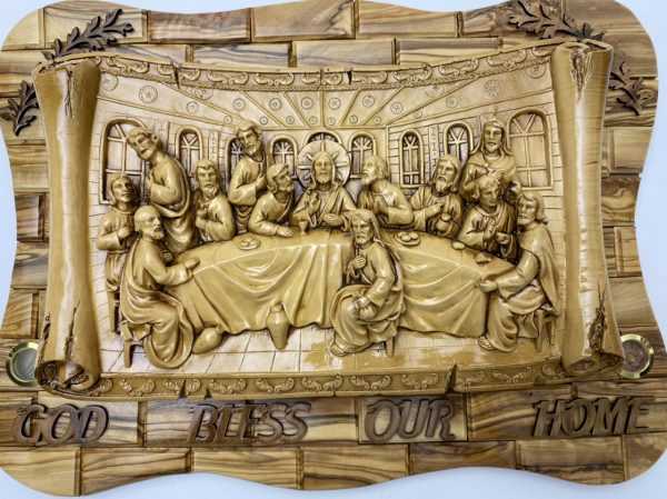3D Wall Plaque of Last Supper made from Olive wood and Ceramic